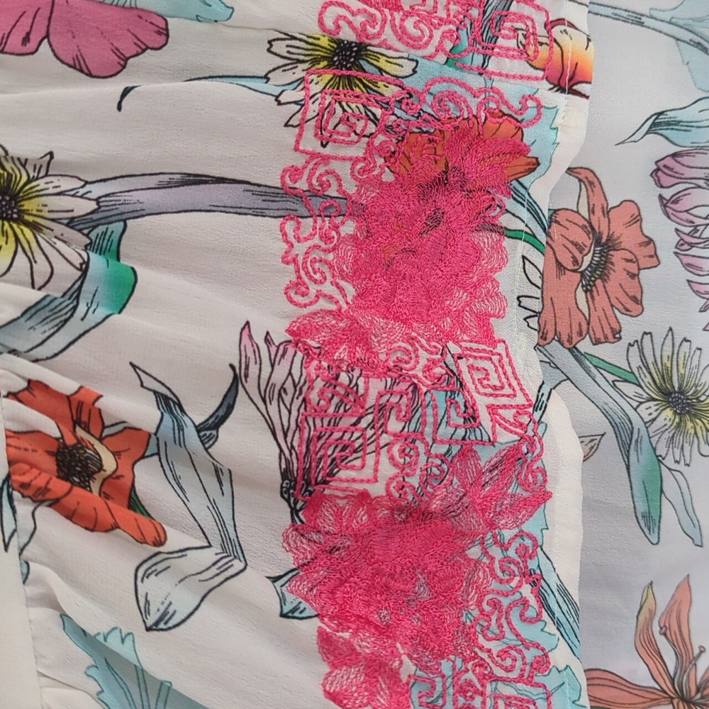 Taj By Sabrina Crippa Silk Floral Asymmetrical Embroidered Dress. - Picture 6 of 11